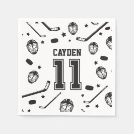 Hockey schwarz und weiß 11. Geburtstag Serviette