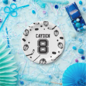 Hockey schwarz und weiß 8. Geburtstag Pappteller (Party)