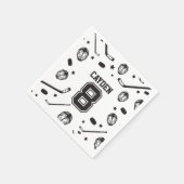 Hockey schwarz und weiß 8. Geburtstag Serviette (Ecke)