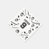 Hockey schwarz und weiß 9. Geburtstag Serviette (Ecke)