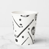 Hockey Schwarz und Weiß Geburtstag Pappbecher (Rückseite)
