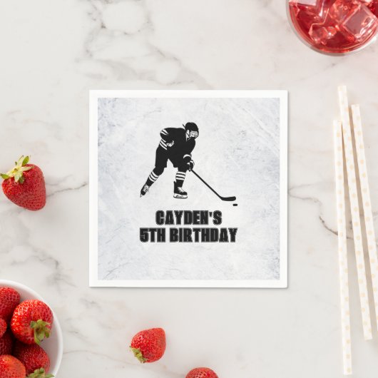 Hockey Schwarz und Weiß Geburtstag Serviette (Beispiel)
