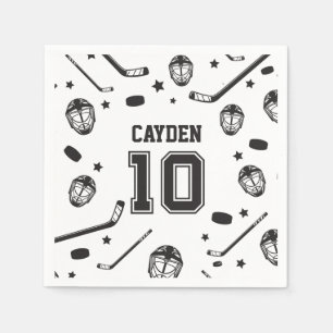 Hockey Schwarz-Weiß 10. Geburtstag Serviette