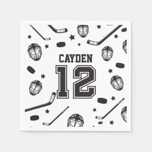 Hockey Schwarz-Weiß 12. Geburtstag Serviette