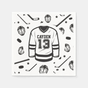 Hockey Schwarz-Weiß 13. Geburtstag Serviette