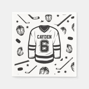 Hockey Schwarz-Weiß 6. Geburtstag Serviette