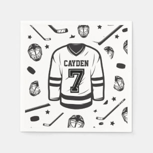 Hockey schwarz-weiß 7. Geburtstag Serviette