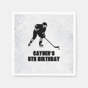 Hockey Schwarz-Weiß-Geburtstag Serviette