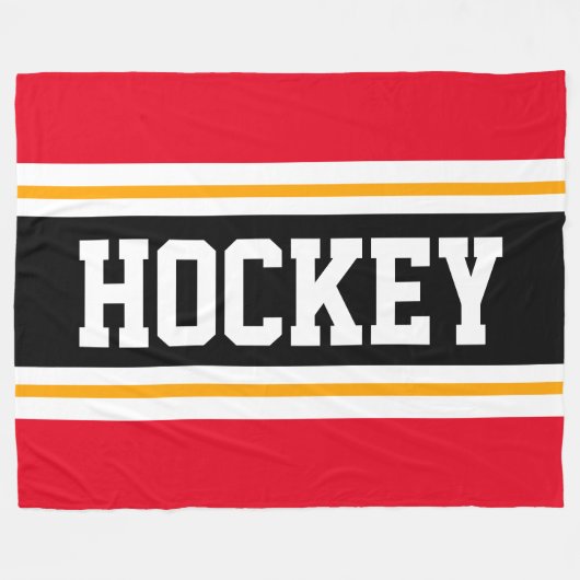 HOCKEY Schwarz-weiß Gelbe Streifen Fleecedecke (Vorderseite (Horizontal))