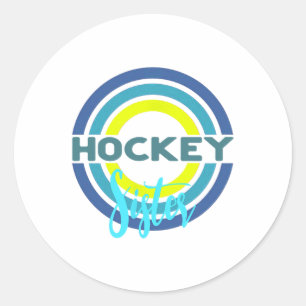 Hockey-Schwester mit modernen Hockeykreisen Runder Aufkleber