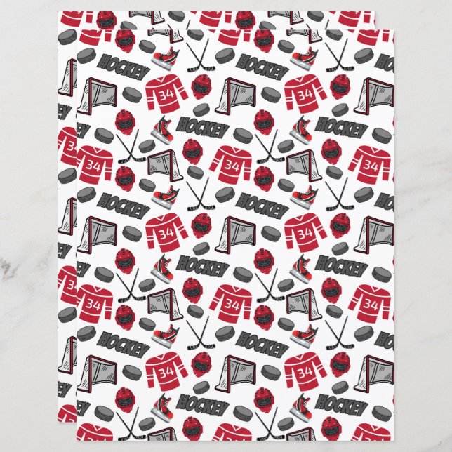 Hockey Scrapbook Paper (Vorne/Hinten)