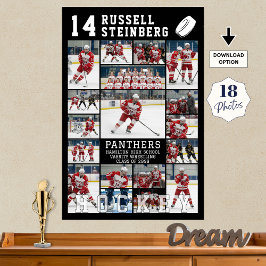 Hockey Senior Graduation 18 Photo Collage Poster