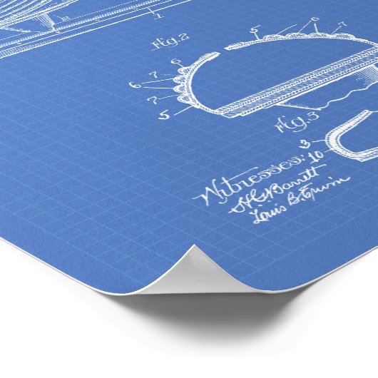 Hockey Shoe 1914 Patentart Blueprint Poster (Ecke)