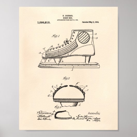 Hockey Shoe 1914 Patentart Old Peper Poster (Vorne)