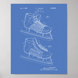 Hockey Shoe 1934 Patentart - Blueprint Poster