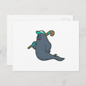 Hockey-Siegel mit Hockeystick Postkarte (Vorne/Hinten)