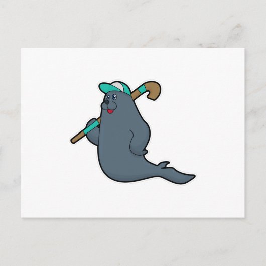 Hockey-Siegel mit Hockeystick Postkarte (Vorderseite)