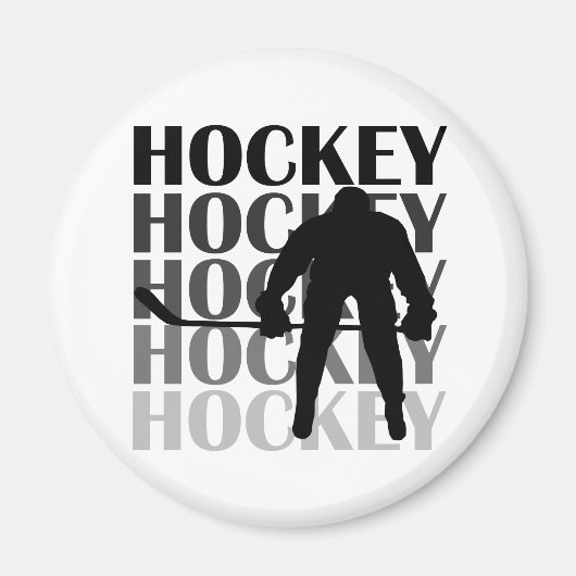 Hockey-Silhouette T - Shirt und Geschenke Magnet (Vorne)