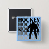 Hockey-Silhouette-T - Shirts und Geschenke Button (Vorne & Hinten)