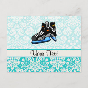 Hockey-Skate; Damask Postkarte
