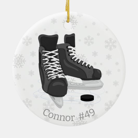 Hockey Skate Monogram Weihnachtsschmuck (Hinten)