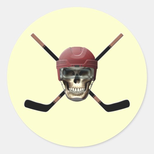 Hockey Skull & Crossed Sticks Runder Aufkleber (Vorderseite)