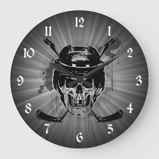 Hockey Skull Große Wanduhr (Vorderseite)
