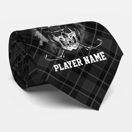 Hockey Skull (personalisiert) Krawatte (Gerollt)
