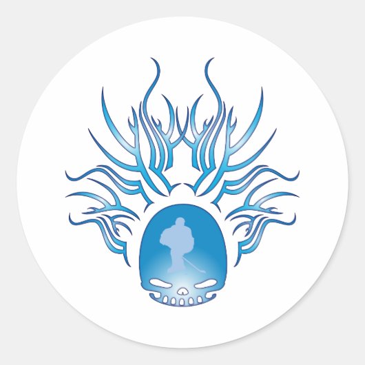 Hockey Skull Runder Aufkleber (Vorderseite)