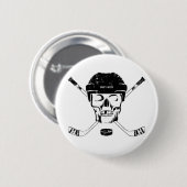 Hockey Skull und Crosssticks Flare Button (Vorne & Hinten)