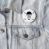 Hockey Skull und Crosssticks Flare Button (Beispiel)