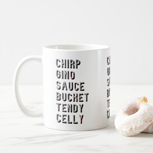 Hockey Slang - Chirp Gino Sauce Bucket Tendy Celly Kaffeetasse (Mit Donut)