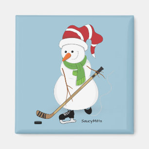 Hockey Snowman Weihnachten Magnet