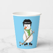 Hockey Snowman Weihnachten Pappbecher (Rückseite)