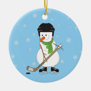 Hockey Snowman Weihnachtsdekor Keramik Ornament