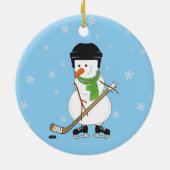 Hockey Snowman Weihnachtsdekor Keramik Ornament (Hinten)
