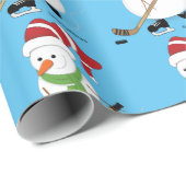 Hockey Snowman Weihnachtswrapping Paper Geschenkpapier (Rolleneckpunkt)