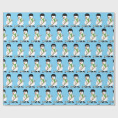 Hockey Snowman Weihnachtswrapping Paper Geschenkpapier (Flach)