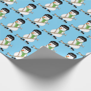 Hockey Snowman Weihnachtswrapping Paper Geschenkpapier