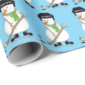 Hockey Snowman Weihnachtswrapping Paper Geschenkpapier (Rolleneckpunkt)