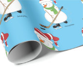 Hockey Snowman Weihnachtswrapping Paper Geschenkpapier (Rolleneckpunkt)
