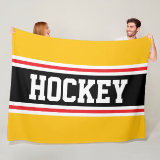 HOCKEY Spaß Helles Golden Orange Rot Schwarz Strei Fleecedecke