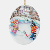Hockey-Spaß Keramik Ornament (Rechts)