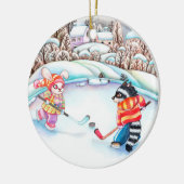 Hockey-Spaß Keramik Ornament (Links)