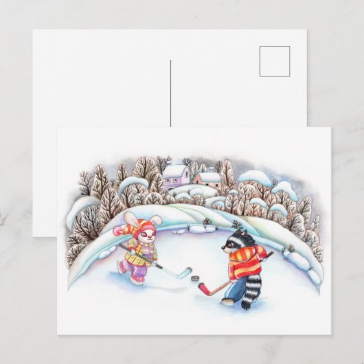 Hockey-Spaß Postkarte (Vorne/Hinten)