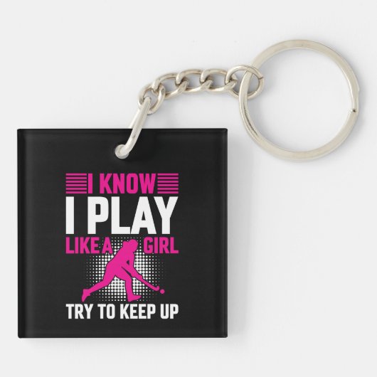 Hockey-Spiel wie ein Mädchen Schlüsselanhänger (Rückseite)