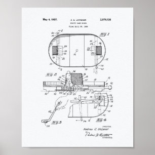 Hockey Spielbrett 1937 Patentkunst - Weißes Papier Poster