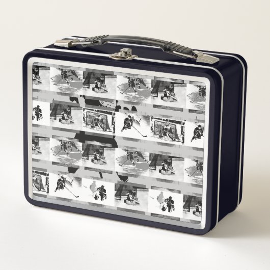 Hockey spielen - Eishockey-Spieler Metall Brotdose (Vorderseite)