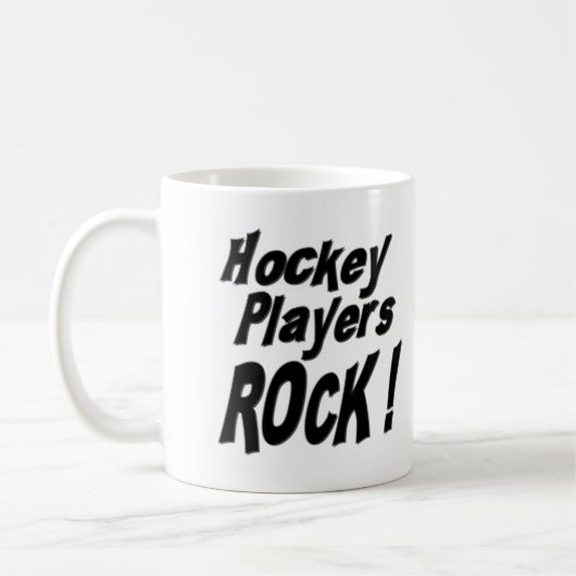 Hockey-Spieler-Felsen! Tasse (Links)