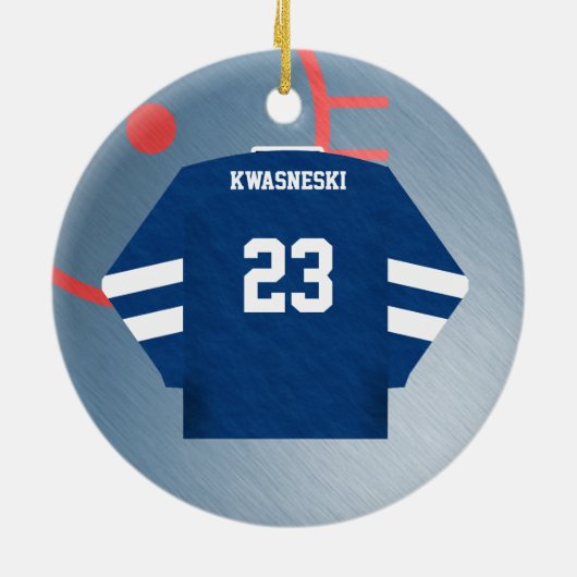 Hockey-Spieler-Jersey-Verzierung Keramik Ornament (Hinten)